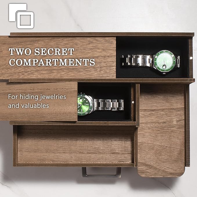 Cologne Organizer for Men, 3 Tier Perfume Display Stand with Drawer and Hidden Compartments, Stylish Wooden Mens Cologne Holder for Dresser Storage, Great Gift for Men/Fathers, Brown