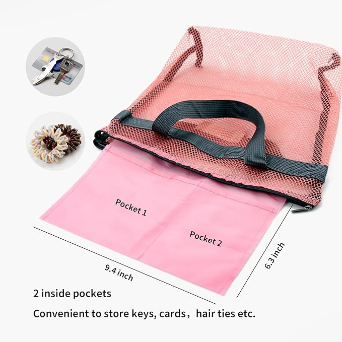TOPASION Mesh Shower Caddy Bag Portable Hanging Toiletry and Bath Organizer with Zipper for Travel, Gym, Camping, College Dorms, Beach