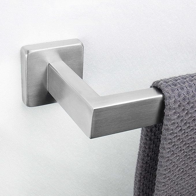 NearMoon Towel Bar, Bath Accessories Premium Thicken Stainless Steel Square Shower Towel Rack for Bathroom, Towel Holder Wall Mounted (2 Pack, Brushed Nickel, 24 Inch)