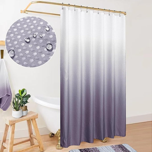 Grey Purple Shower Curtain for Bathroom Ombre Waterproof Liner White and Gray Smoke Purple Bath Decor Textured Fabric Woman Girls Shower Curtain Sets with Hooks Machine Washable 70 x 72 inch Long