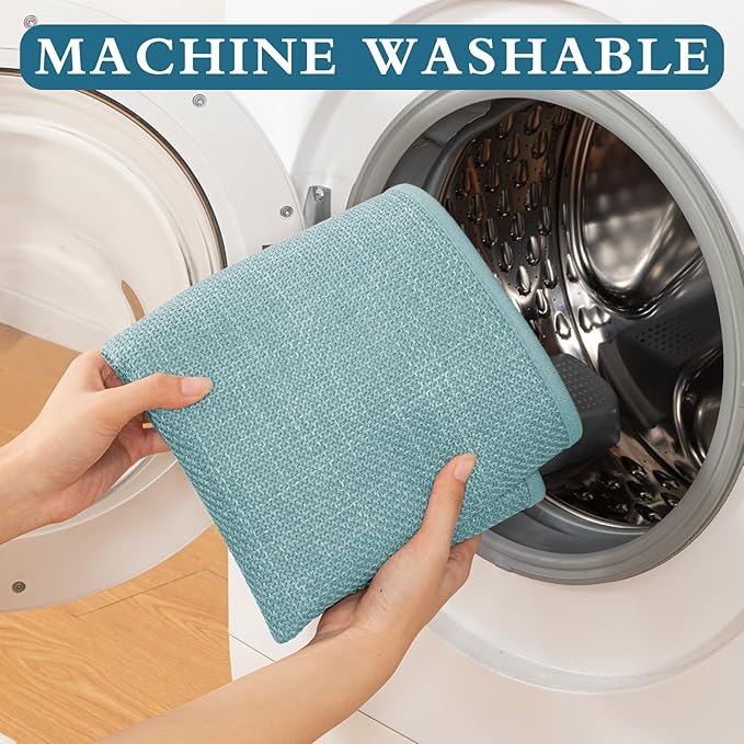 YIHOUSE Blue Bathroom Rug Sets 5 Piece, Bathroom Mat Quick Dry, Thin Bath Rug Set,Absorbent Bath Mat for Bathroom Non Slip Washable for Toilet and Floor