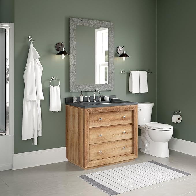 Franklin Brass Gainesville 4-Piece Bathroom Set Polished Chrome 18" + 6" Towel Rack, Toilet Paper Holder, Hand Towel Holder, Hook | 4-Piece Bath Hardware Accessories Set GNV64-PC