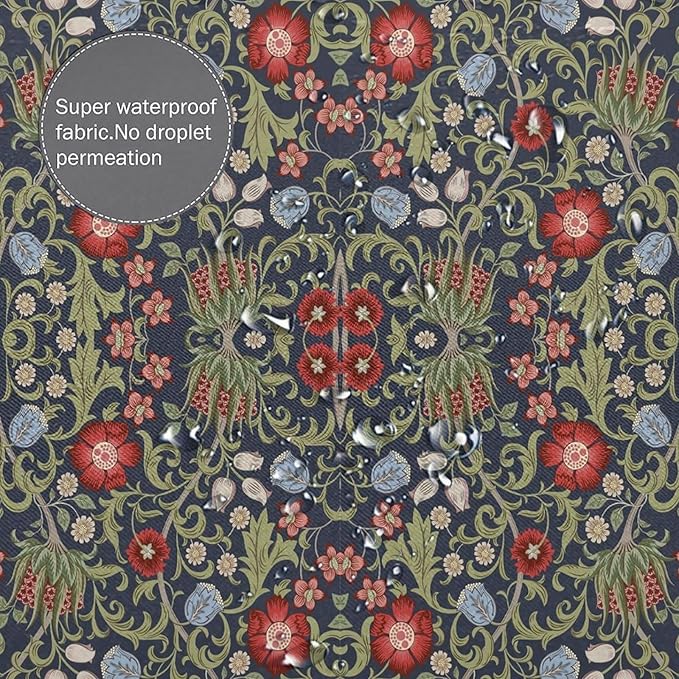 Boho Watercolor Floral Shower Curtain William Morris Design Heavy Duty Fabric Shower Curtain Set Bathroom Polyester Waterproof Shower Curtain 66x72 Inches(168x183cm), Style