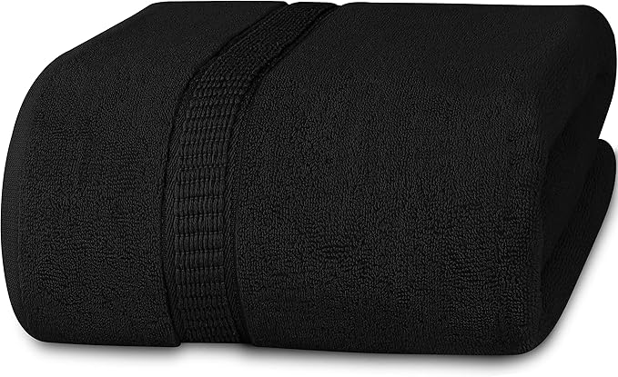 Utopia Towels Luxurious Jumbo Bath Sheet 1 Piece, 600 GSM, 35 by 70 Inches, 100% Ring Spun Cotton, Highly Absorbent and Quick Dry Extra Large Bath Towel, Super Soft Towel, Black
