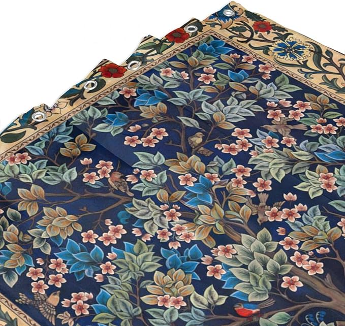 Boho Shower Curtains William Morris Art Retro Design Flower Trees Pattern Printed Shower Curtains 66""×72"" Inch, Style