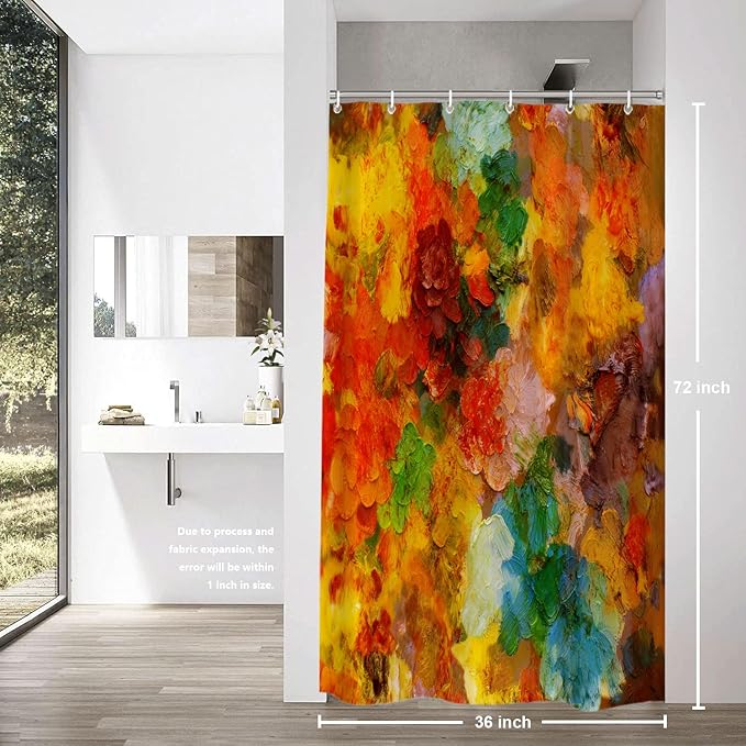 Shrahala Colorful Abstract Paint Decorative Shower Curtain, Multicolor Modern Artist Bathroom Decor Polyester Fiber Waterproof with Plastic Rings for Shower Stall Bathtubs 72 x 36 in