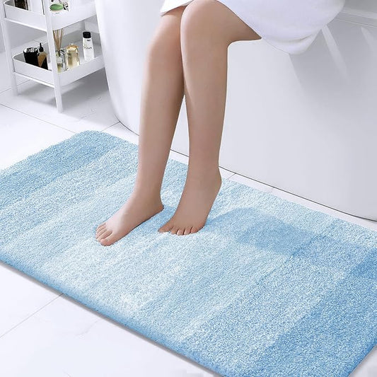 OLANLY Bathroom Rugs Mat 44x24, Extra Soft Absorbent Microfiber Bath Rugs, Rubber Backing, Quick Dry, Machine Washable Bath Mats for Bathroom Floor, Tub and Shower, Home Decor Accessories, Sky Blue
