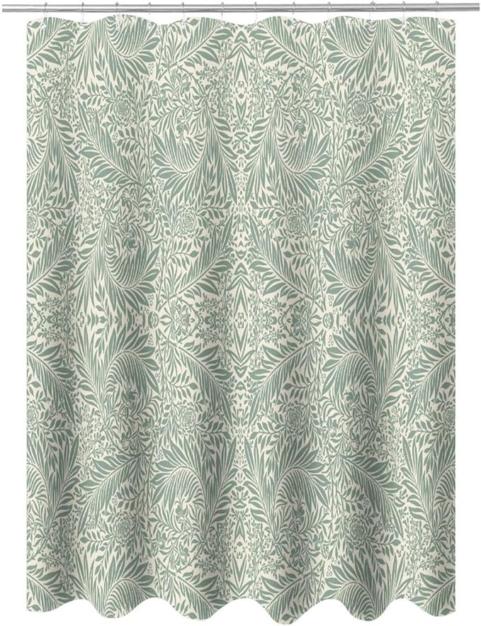 Vintage Botanical Shower Curtain William Morris Designs Green Jungle Fruit Print Shower Curtain Set Polyester Interior Waterproof Shower Curtain with 12 Hooks 66x72 Inches(168x183cm)