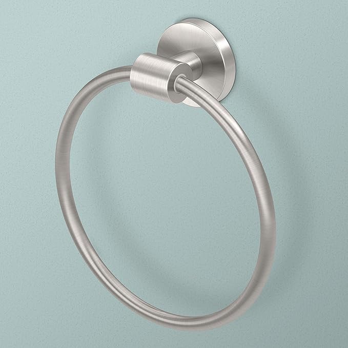 Gatco 4672 Reveal Towel Ring, Satin Nickel | Wall Mount 6.63" Dia. Towel Holder Ring