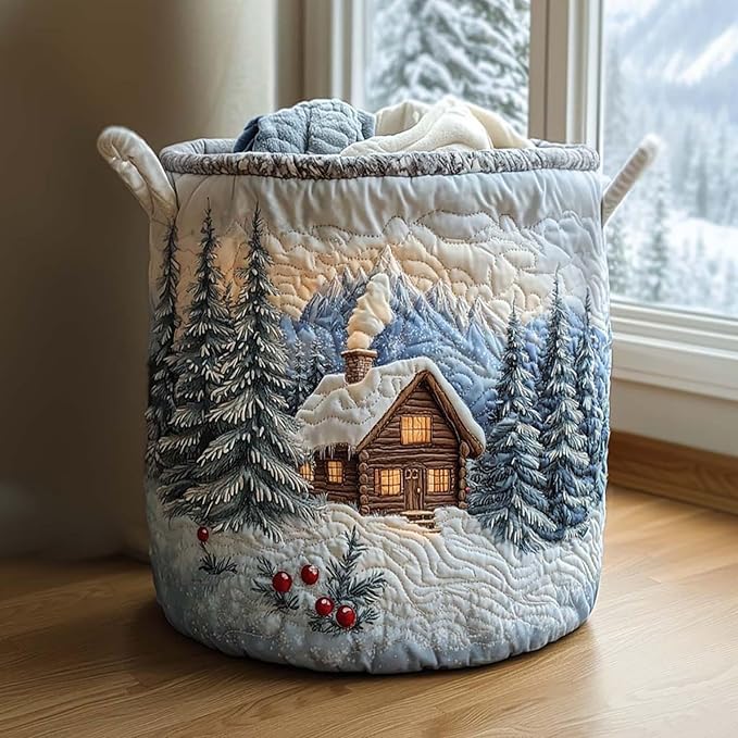 Cute Cat Quilted Laundry Basket with Handles, Boho Floral Fabric Quilted Laundry Basket, Large Soft Collapsible Storage Hamper for Nursery, Bedroom, Bathroom, Clothes & Toy Organization (#04)