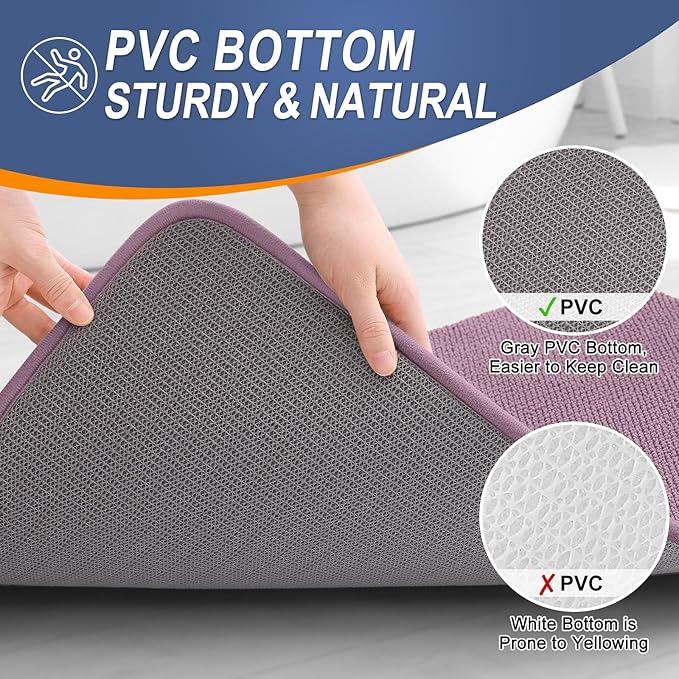 OLANLY Thick Memory Foam Bath Mat Rug 47x20, Extra Soft Absorbent Bathroom Rug, Quick Dry Bath Mats, Non-Slip, Machine Washable Carpet for Bathroom, Tub and Shower, Home Decor Accessories, Deep Plum