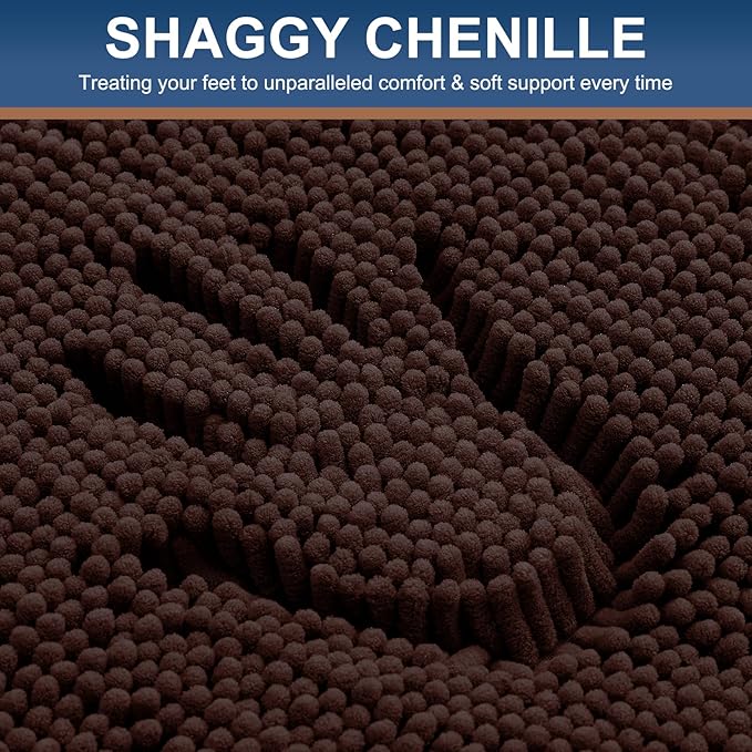 Smiry Luxury Chenille Round 24x24, Extra Soft and Absorbent Shaggy Bathroom Mat Rugs, Machine Washable, Non-Slip Plush Carpet for Tub, Shower, and Bath Room, Brown