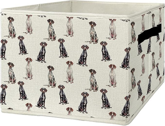 German Shorthaired Pointer Gifts Storage Bins & Boxes with Handles,Dog Foldable Basket for Organizing Dog Lovers Collapsible Storage Laundry Hampers for Bedroom Bathroom Clothes Toys Books