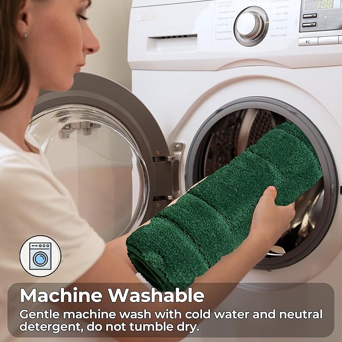 GRANNY SAYS Bathroom Rugs and Mats, 16" x 24" Non-Slip Bath Mat for Bathroom, Super Soft Absorbent Microfiber Bath Rug, Machine Washable and Dry, Small Deep Green Rug for Shower, Tub and Bath Floor