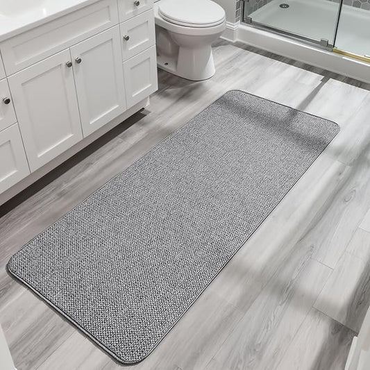 Bath Mat,Ultra Thin Bathroom Runner Rugs,Large Bath Mats for Bathroom,Quick Dry,Non-Slip,Machine Washable,Low Pile,Bath Rug,Shower Outside,Sink,Home Decor Accessories.Grey,3'x6'(36x72inch)