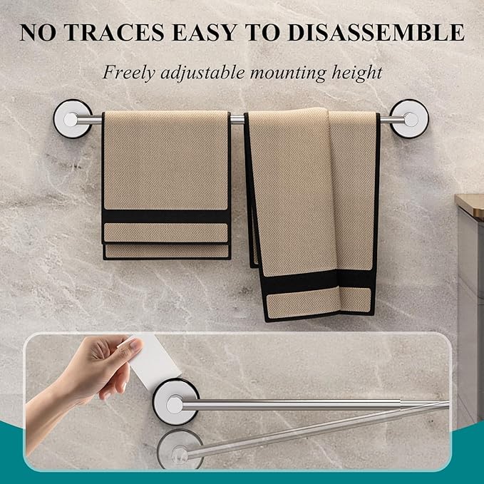 Towel Bar for Bathroom Wall,Adjustable 12~21 Inch Towel Racks for Bathroom Wall Mounted, Towel Holder for Glass Shower Door,Apparment Essentials,Home Decor-Silver(2pcs)