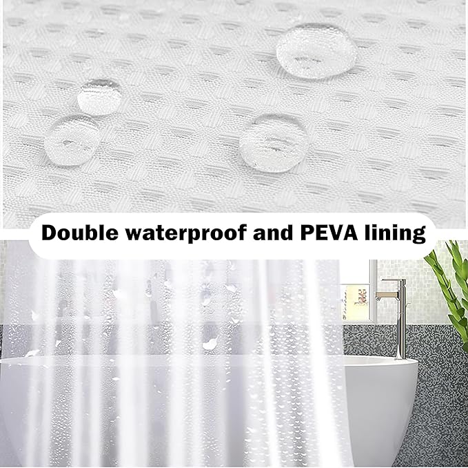 White Bathroom Set, 23 PCS White Bathroom Accessories Set with Shower Curtains, Trash Can, Toothbrush Holder, Soap Dispensers, Toothbrush Cup, Vanity Tray, Soap Dish, Toilet Brush, Qtip Holders