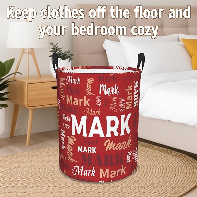 Custom Name Laundry Basket, Personalized Collapsible Laundry Hamper with Name for Bathroom Bedrooms, Customized Dirty Clothes Hamper Storage Basket Gifts for Kids Boys Girls Baby Men Women
