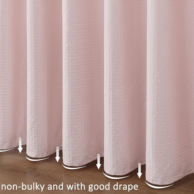 Aiyufeng Pink Shower Curtains for Bathroom，Dot Like Embossed Textured Waterproof Soft Polyester Cloth Shower Curtain，Hotel Spa Machine Washable，72Wx72L