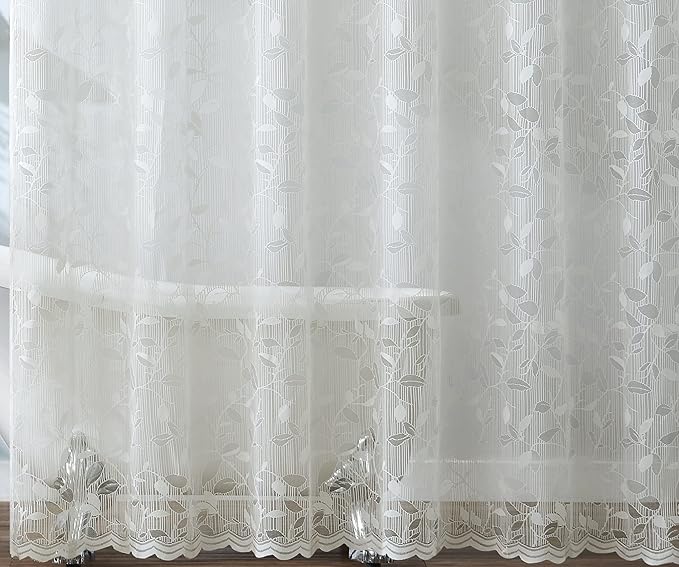 Warm Home Designs Ivory Lace Shower Curtain with Rustic Leaf Pattern. 72 x 72 Inch Modern Farmhouse Curtain Creates Beautiful and Elegant Shower Decor. GR Ivory 72"