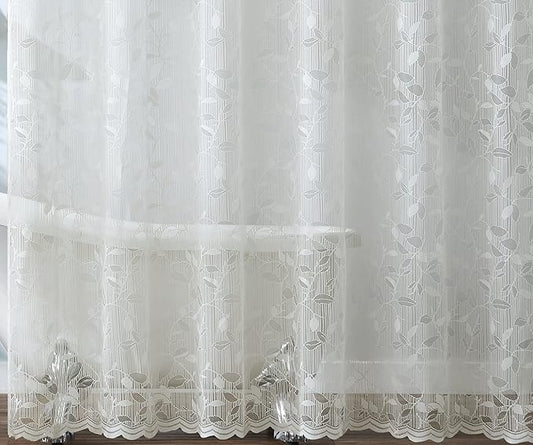 Warm Home Designs Ivory Lace Shower Curtain with Rustic Leaf Pattern. 72 x 72 Inch Modern Farmhouse Curtain Creates Beautiful and Elegant Shower Decor. GR Ivory 72"