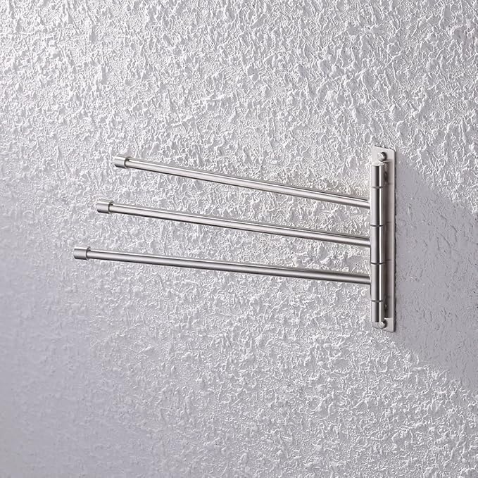 KES Bathroom Towel Bar 13.8 Inch Swing Arm Wall Mount Swing Out 3-Arm Towel Holder SUS304 Stainless Steel Brushed Finish, A2102S3-2