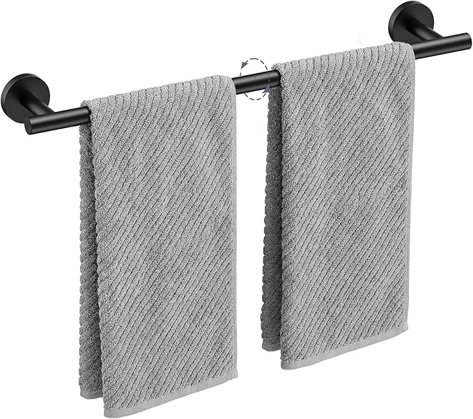 Matte Black Towel Bar, 26 Inch Towel Racks for Bathroom Useable Length 24 Inch Wall-Mounted, Bathroom Towel Rod Holder SUS304 Stainless Steel