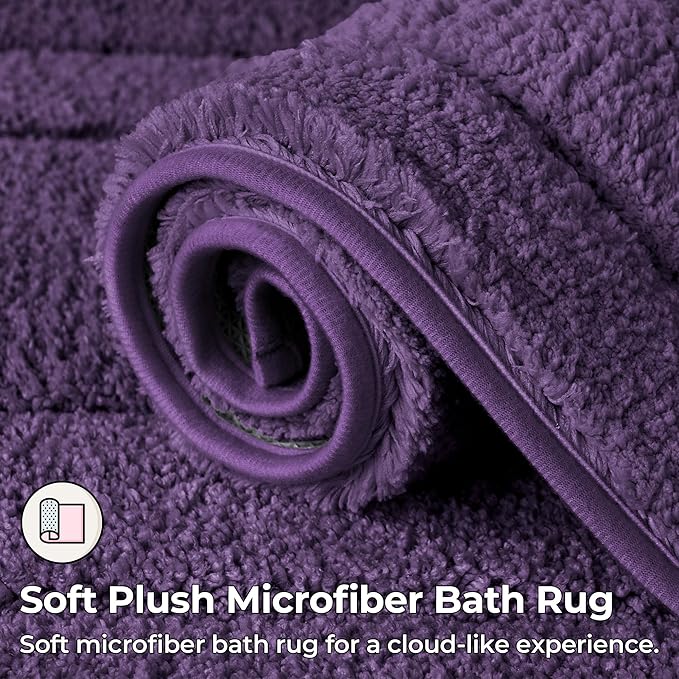 GRANNY SAYS Bathroom Rug Mat,48" x 24" Bath Mats for Bath Non-Slip, Super Soft and Water Absorbent, Microfiber Bath Rugs, Machine Wash Dry, Large Bathroom Rugs for Bath Floor, Purple