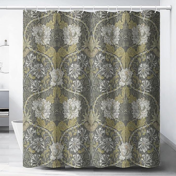 Retro Flower Shower Curtains William Morris Vintage Country Boho Flower Art Print Shower Curtains 72""×72"" Inch, Style-4