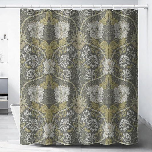 Retro Flower Shower Curtains William Morris Vintage Country Boho Flower Art Print Shower Curtains 72""×72"" Inch, Style-4