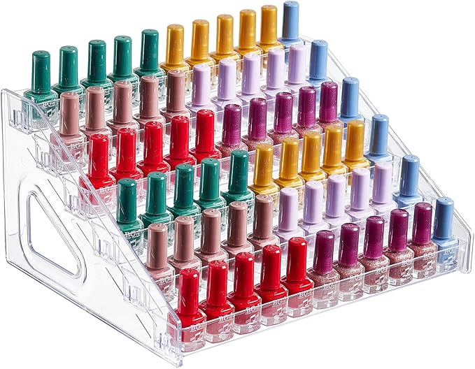 Acrylic Nail Polish Organizer Holder Rack 6 Layers, Clear Display Stand For Sunglasses,Essential Oils, Makeup Organizer, Holds Up to 72 Bottles