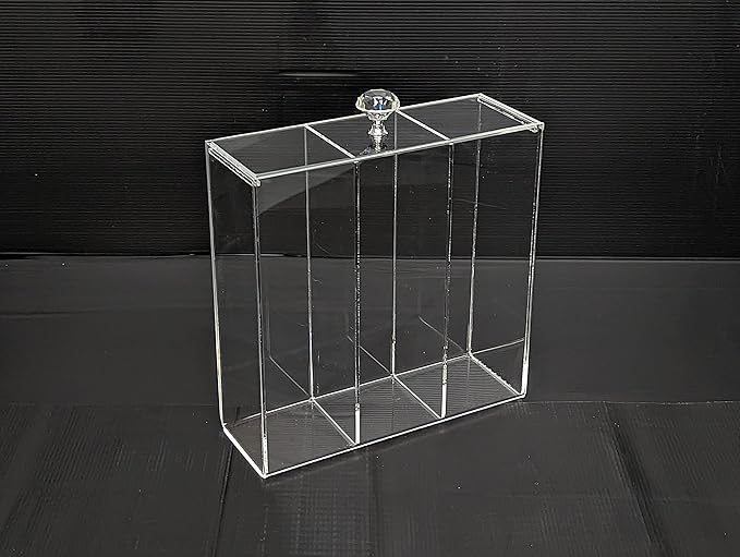 GlamoureBox Brush Holder Storage Case 3 Compartment Clear Acrylic A3