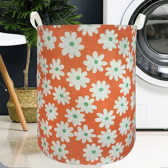 Merdes 19.7?€??€? Waterproof Foldable Laundry Hamper, Dirty Clothes Laundry Basket, Linen Bin Storage Organizer for Toy Collection (Little Flower)