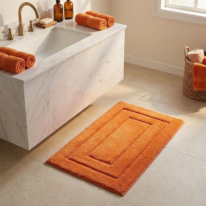 GRANNY SAYS Bathroom Rugs Non Slip, 24" x 36", Bath Rugs for Bathroom Washable, Bath Mats for Floor, Microfiber Bath Mat for Tub, Absorbent Bath Rugs for Shower Room, Orange