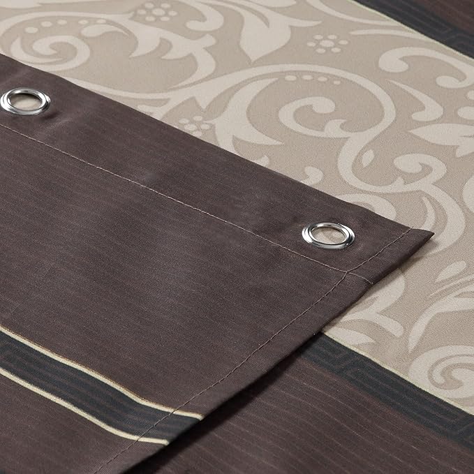 Seville Tan Polyester Bronze Stripes Vintage Chocolate Shower Curtain,Decorative Waterproof Printed Fabric Brown Bathroom Curtains,Extra Large 78" W x 78" L