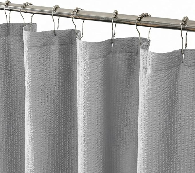 OVZME Berry Cute Shower Curtain, Embossed Textured Fabric Shower Curtain for Bathroom - Soft Cloth & Hotel Spa Luxury, Water Repellent, Machine Washable Shower Curtain, 72X72, Light Grey
