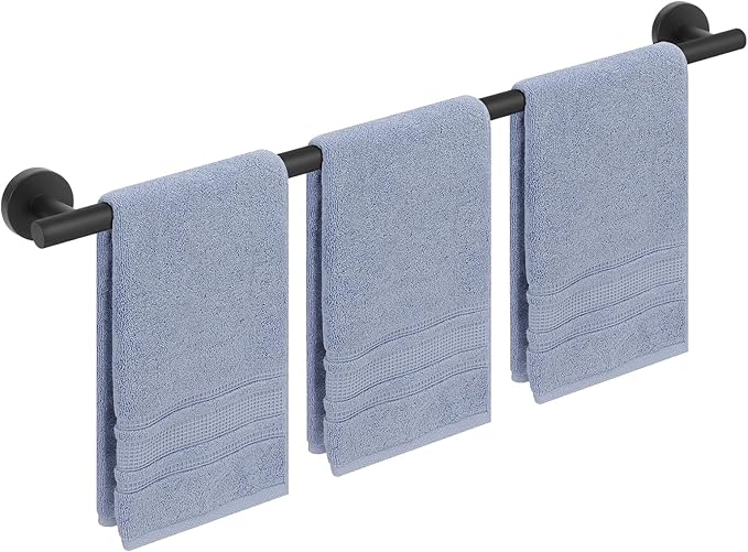 Livabber Bath Towel Bar, 304 Stainless Steel Towel Rack, Heavy Duty Towel Holder Wall Mounted for Bathroom/Kitchen, Usable Hanging Length-30 Inch, Total Length-33 Inch (Black)