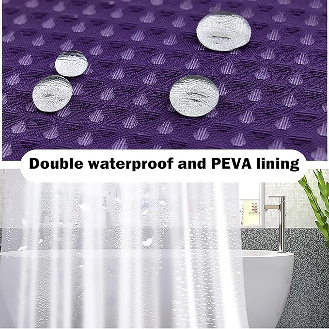 Purple Bathroom Set, 23 PCS Purple Bathroom Accessories Set with Shower Curtains, Trash Can, Toothbrush Holder, Soap Dispensers, Toothbrush Cup, Vanity Tray, Soap Dish, Toilet Brush, Qtip Holders