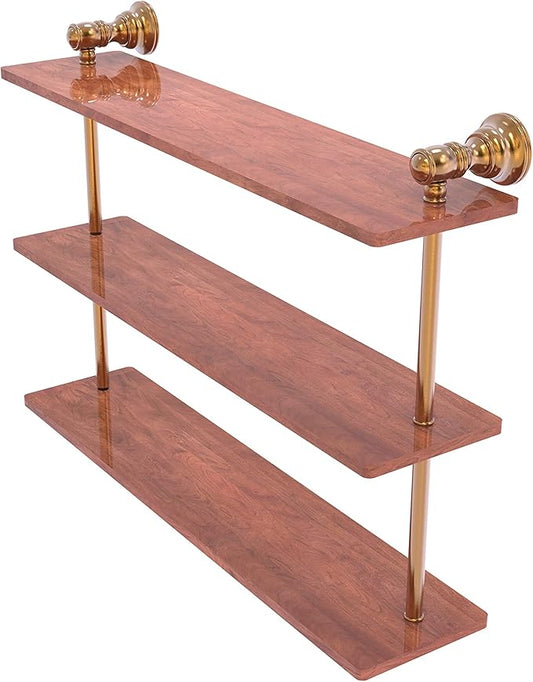 Allied Brass CL-5-22-IRW Carolina Collection 22 Inch Triple Wood Shelf, Brushed Bronze