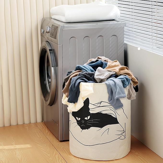 Laundry Hamper for Bedroom,Dirty Clothes Basket,Laundry Basket with Handles,Kids Girls Room Canvas Hamper Bag,Blankets,Towel,Toy Storage Organizer