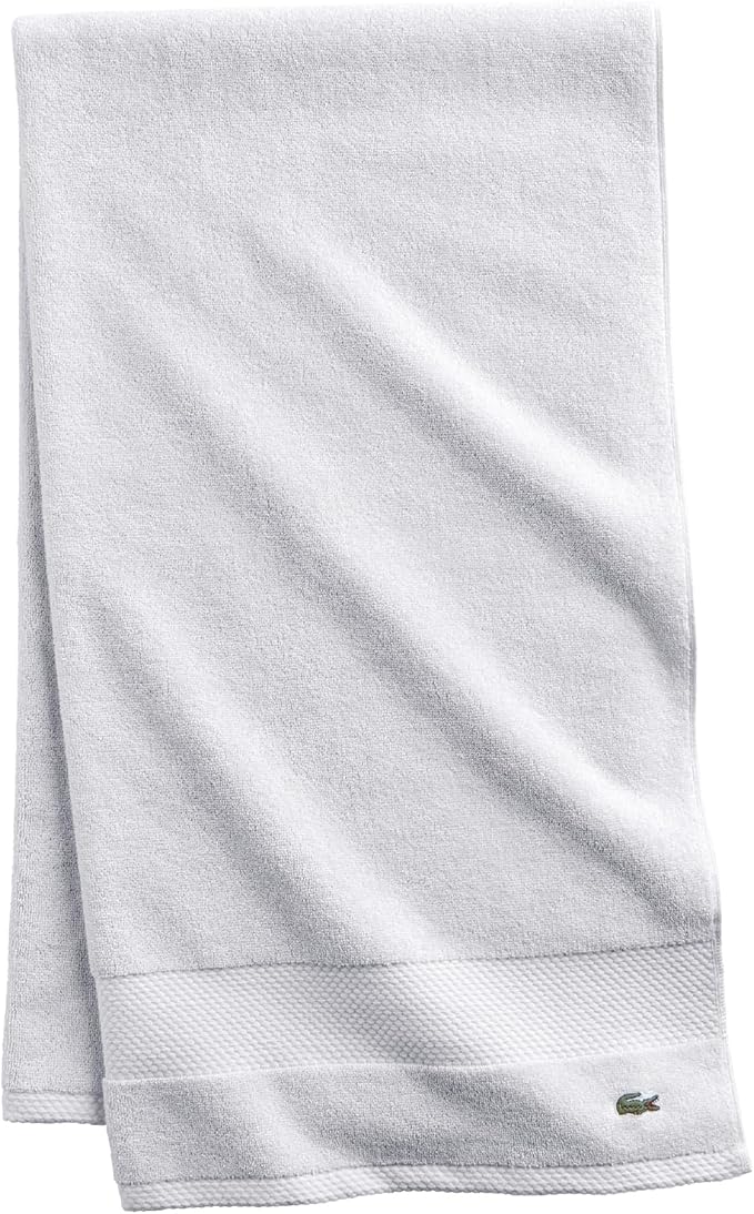 Lacoste Heritage 100% Supima Cotton Bath Sheet, White, 35" x 70" – Highly Absorbent & Quick Drying, Premium Super Soft Bath Towel, Bathroom Essential, Gift for All Occasions, Machine Washable