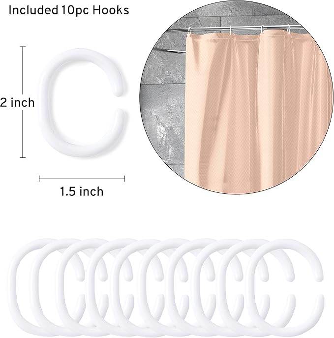 Encasa XO Luxury Jacquard Shower Curtain ZZ Peach 72x72 in | Rustproof, Wrinkle-Free, Water-Repellent & Machine Washable | Elegant Heavy Fabric for Bathroom Decor & Bathtub Use