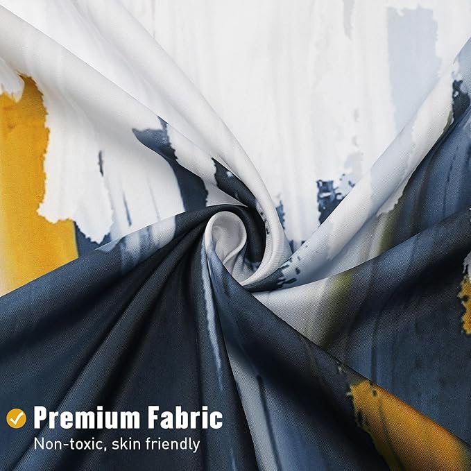 MitoVilla Grey Blue Shower Curtain, Graffiti Ombre Fabric Shower Curtains for Modern Abstract Bathroom Decor, Brush Strokes Oil Painting Design, Watercolor, 72 x 72
