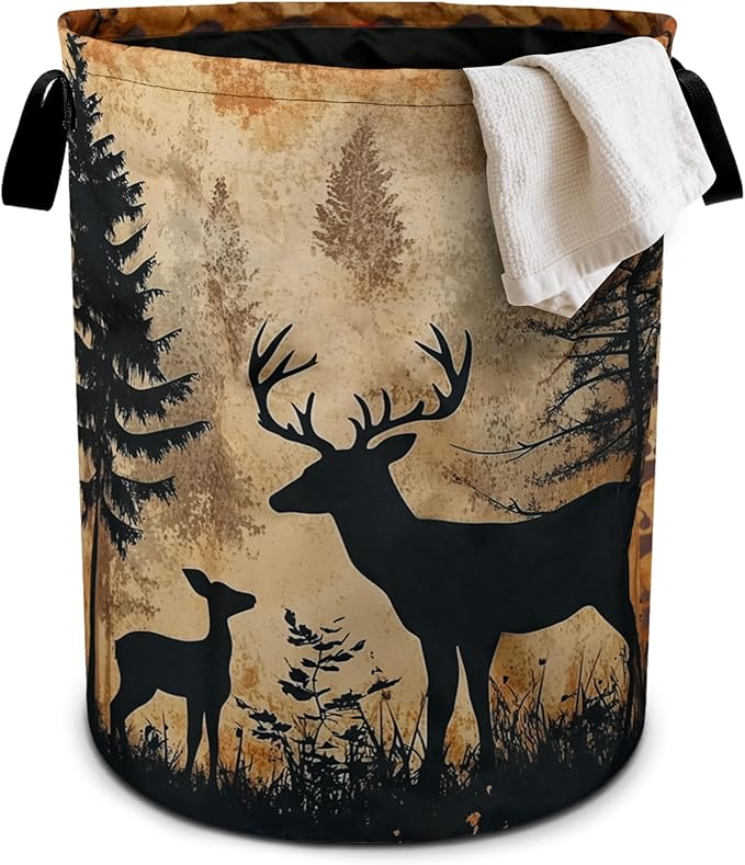 Forest Deer Laundry Basket Laundry Hamper With Handles Collapsible Laundry Baskets Storage Basket For Room Bathroom Bedroom Decor