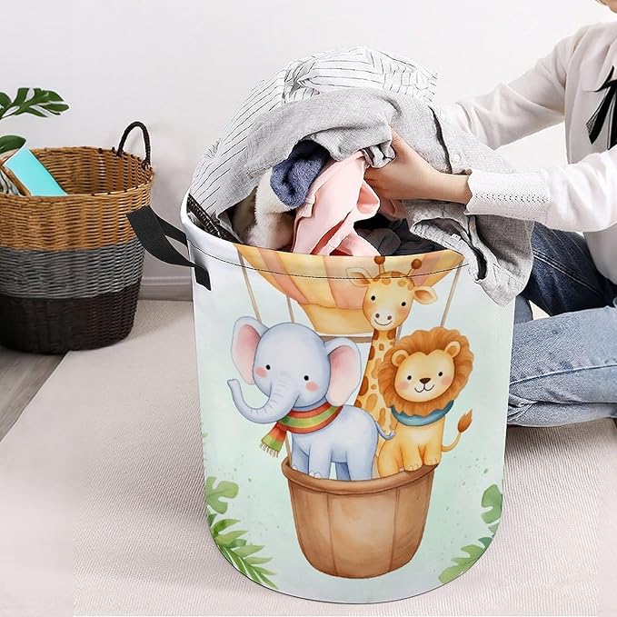 Cartoon Baby Laundry Basket Boys Room Decor Elephant Giraffe Hampers Boys Hamper Clothes Toy Storage Bin Jungle Decor