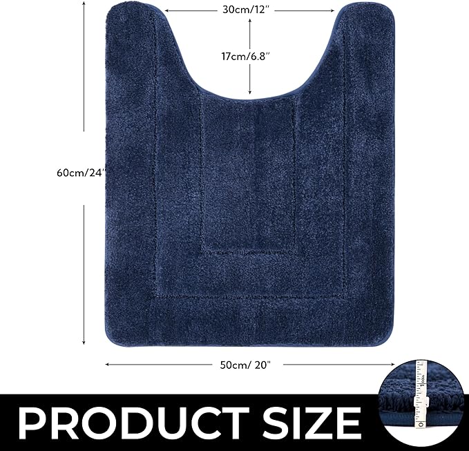 GRANNY SAYS Bathroom Toilet Rugs U Shaped, Bath Mats for Bath, Bathroom Rugs Non Slip Washable, Absorbent Microfiber Toilet Mat, Soft Plush Shaggy Bath Carpet, 20" x 24", Blue