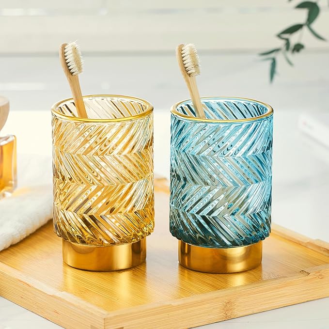 Makeup Brush Holder Organizer,Toothbrush Holders,Desk Pen Pencil Holder,Multifunctional Vintage Glass Brush Cup???A40-3-US???