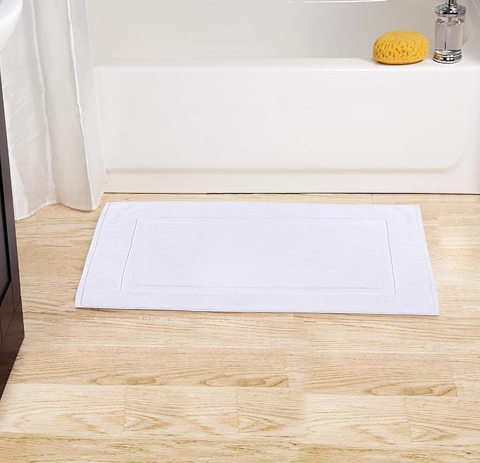 Utopia Towels Cotton Banded Rug Bath Mats, [Not a Bathroom Rug] 21x34 Inches, 100% Ring Spun Cotton - Highly Absorbent and Machine Washable Shower Bathroom Floor Towel, White, 32 Pack
