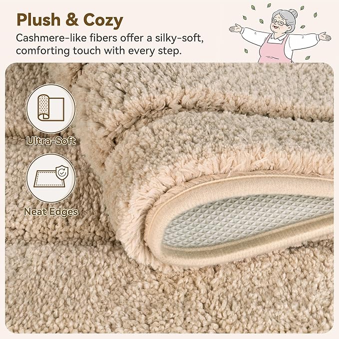 GRANNY SAYS Bathroom Rugs Non Slip, 24" x 36", Bath Rugs for Bathroom Washable, Bath Mats for Bath Floor, Microfiber Bath Mat for Tub, Absorbent Bath Rugs for Bath, Khaki