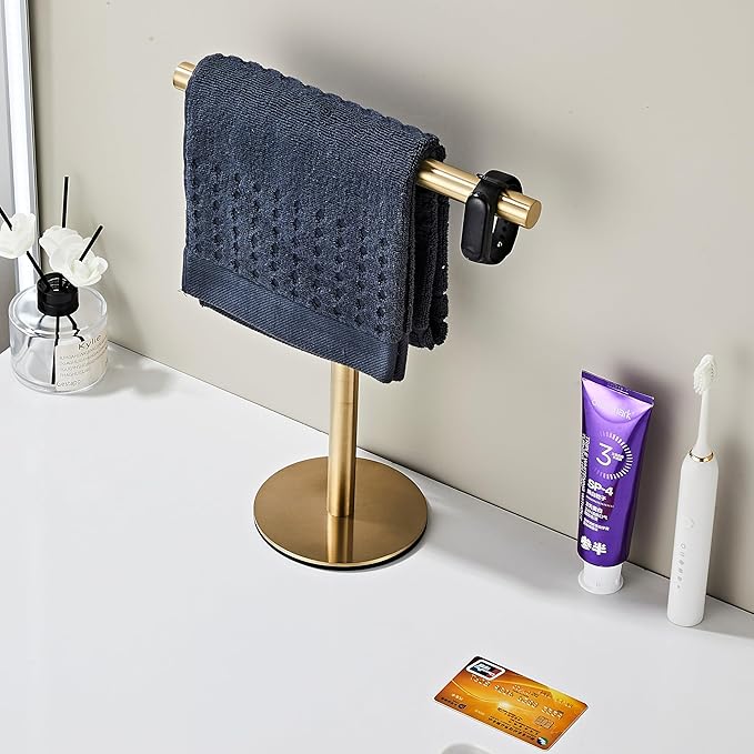 Bathroom Hand Towel Holder Stand???T-Shape Hand Towel Holder Stand SUS304 Stainless Steel for Bathroom???Kitchen or Vanity Countertop